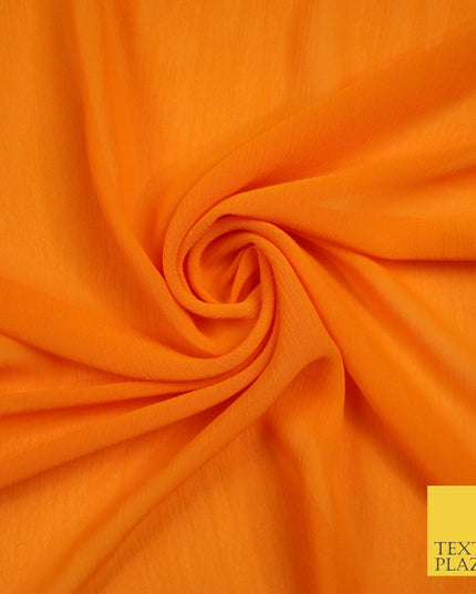 OVER 25 COLOURS - Premium Plain Dyed Crinkle Chiffon Yoryu 75D Dress Fabric 58″