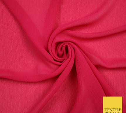 OVER 25 COLOURS - Premium Plain Dyed Crinkle Chiffon Yoryu 75D Dress Fabric 58″