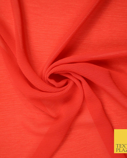 OVER 25 COLOURS - Premium Plain Dyed Crinkle Chiffon Yoryu 75D Dress Fabric 58″