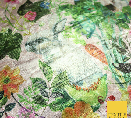Pink Multicolour Floral Woodland Garden Metallic Brocade Jacquard Fabric 6018