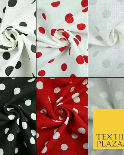 100% Cotton Canvas Large Spot Polka Dot Fabric Upholstery Craft Bag Material 56"