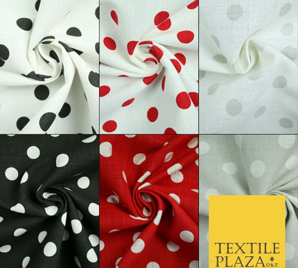 100% Cotton Canvas Large Spot Polka Dot Fabric Upholstery Craft Bag Material 56"