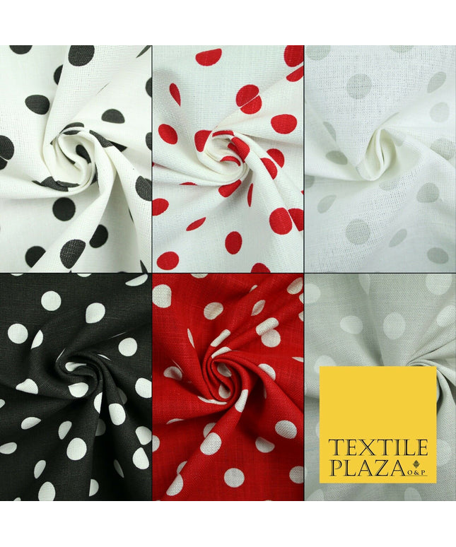 100% Cotton Canvas Large Spot Polka Dot Fabric Upholstery Craft Bag Material 56"