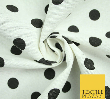 100% Cotton Canvas Large Spot Polka Dot Fabric Upholstery Craft Bag Material 56"