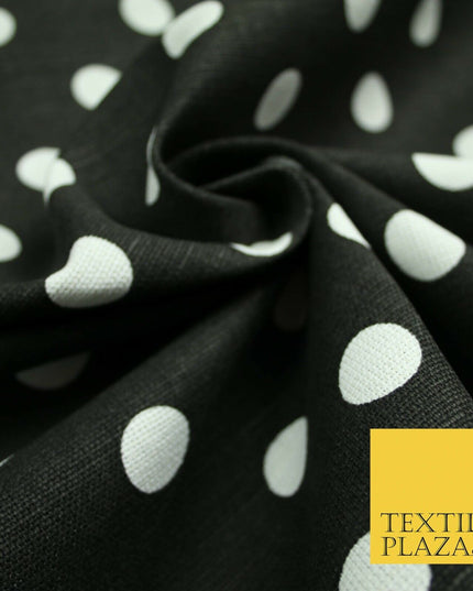100% Cotton Canvas Large Spot Polka Dot Fabric Upholstery Craft Bag Material 56"