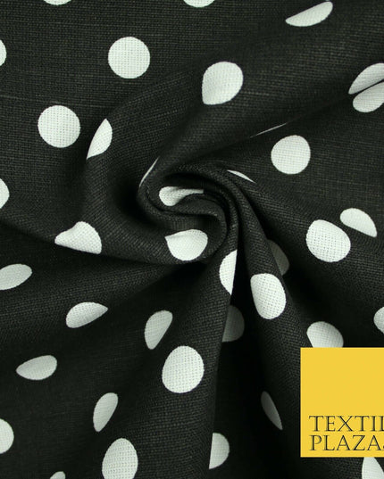 100% Cotton Canvas Large Spot Polka Dot Fabric Upholstery Craft Bag Material 56"