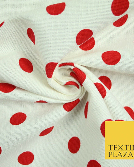 100% Cotton Canvas Large Spot Polka Dot Fabric Upholstery Craft Bag Material 56"