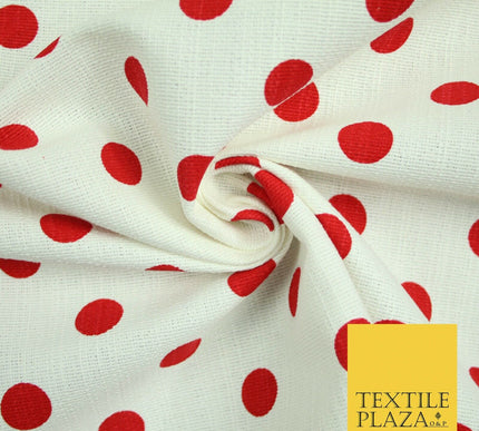 100% Cotton Canvas Large Spot Polka Dot Fabric Upholstery Craft Bag Material 56"
