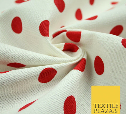 100% Cotton Canvas Large Spot Polka Dot Fabric Upholstery Craft Bag Material 56"