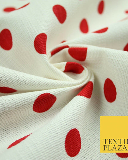 100% Cotton Canvas Large Spot Polka Dot Fabric Upholstery Craft Bag Material 56"