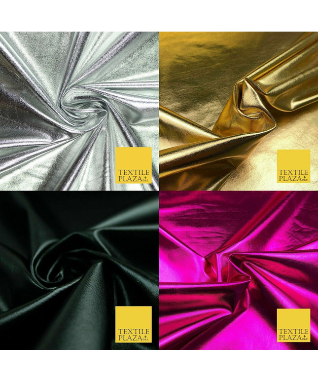 4 COLOURS - PREMIUM Metallic Lycra Fabric Shiny Mirror Foil Spandex Dancewear
