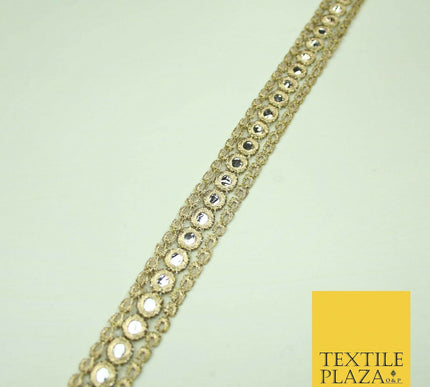 2cm wide Gold Silver Mirror Effect Trimming Ribbon Border Lace Ethnic Gota