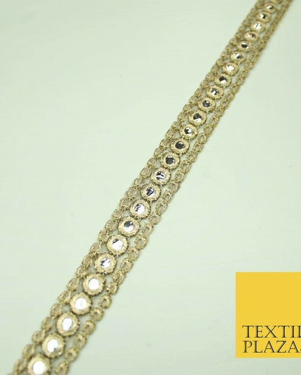 2cm wide Gold Silver Mirror Effect Trimming Ribbon Border Lace Ethnic Gota