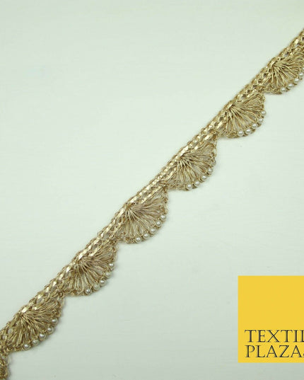 5 COLOUR Gold Silver Pearl Swag Trimming Border Indian Ethnic Pankhi Scallop