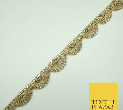 5 COLOUR Gold Silver Pearl Swag Trimming Border Indian Ethnic Pankhi Scallop