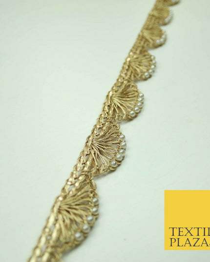 5 COLOUR Gold Silver Pearl Swag Trimming Border Indian Ethnic Pankhi Scallop