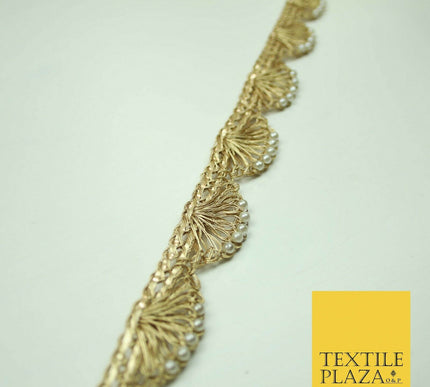 5 COLOUR Gold Silver Pearl Swag Trimming Border Indian Ethnic Pankhi Scallop