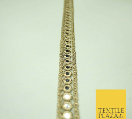 2cm wide Gold Silver Mirror Effect Trimming Ribbon Border Lace Ethnic Gota
