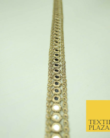 2cm wide Gold Silver Mirror Effect Trimming Ribbon Border Lace Ethnic Gota