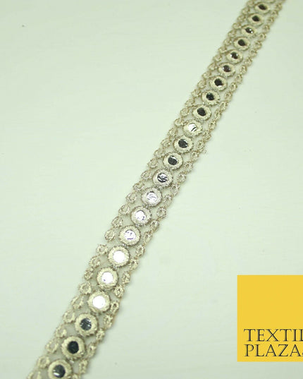 2cm wide Gold Silver Mirror Effect Trimming Ribbon Border Lace Ethnic Gota