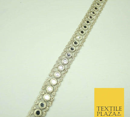 2cm wide Gold Silver Mirror Effect Trimming Ribbon Border Lace Ethnic Gota