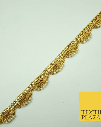 5 COLOUR Gold Silver Pearl Swag Trimming Border Indian Ethnic Pankhi Scallop