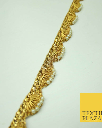 5 COLOUR Gold Silver Pearl Swag Trimming Border Indian Ethnic Pankhi Scallop