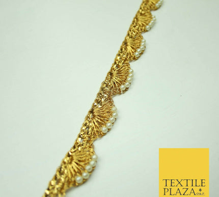 5 COLOUR Gold Silver Pearl Swag Trimming Border Indian Ethnic Pankhi Scallop