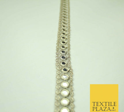 2cm wide Gold Silver Mirror Effect Trimming Ribbon Border Lace Ethnic Gota