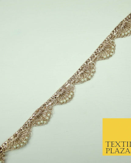 5 COLOUR Gold Silver Pearl Swag Trimming Border Indian Ethnic Pankhi Scallop
