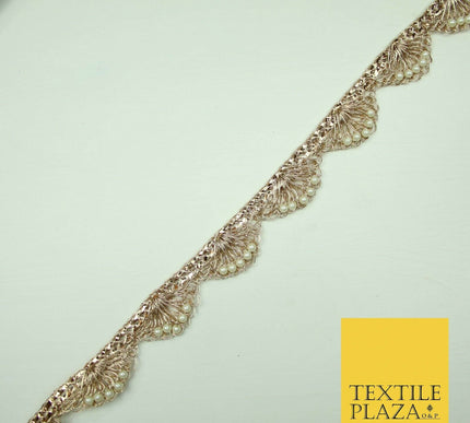 5 COLOUR Gold Silver Pearl Swag Trimming Border Indian Ethnic Pankhi Scallop