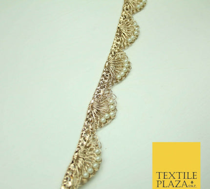 5 COLOUR Gold Silver Pearl Swag Trimming Border Indian Ethnic Pankhi Scallop