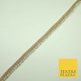 Ivory Antique Gold Silver Mini Pearl Beaded Ribbon Trim Border Indian Lace Edge