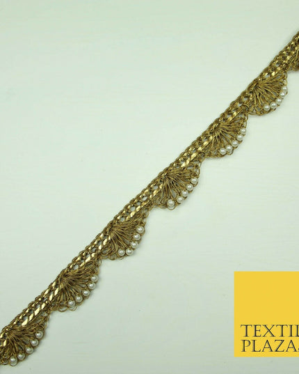 5 COLOUR Gold Silver Pearl Swag Trimming Border Indian Ethnic Pankhi Scallop