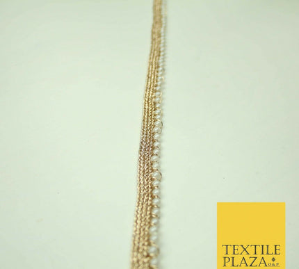 Ivory Antique Gold Silver Mini Pearl Beaded Ribbon Trim Border Indian Lace Edge