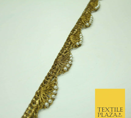 5 COLOUR Gold Silver Pearl Swag Trimming Border Indian Ethnic Pankhi Scallop