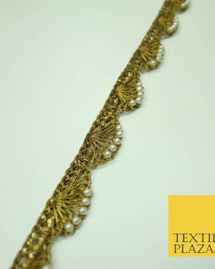 5 COLOUR Gold Silver Pearl Swag Trimming Border Indian Ethnic Pankhi Scallop