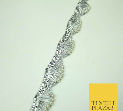 5 COLOUR Gold Silver Pearl Swag Trimming Border Indian Ethnic Pankhi Scallop