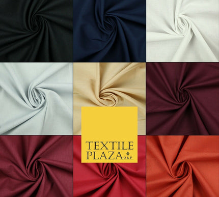 LUXURY SOFT 100% PURE COTTON SQUARE 60SQ PLAIN DYED FABRIC DRESS CRAFT MATERIAL