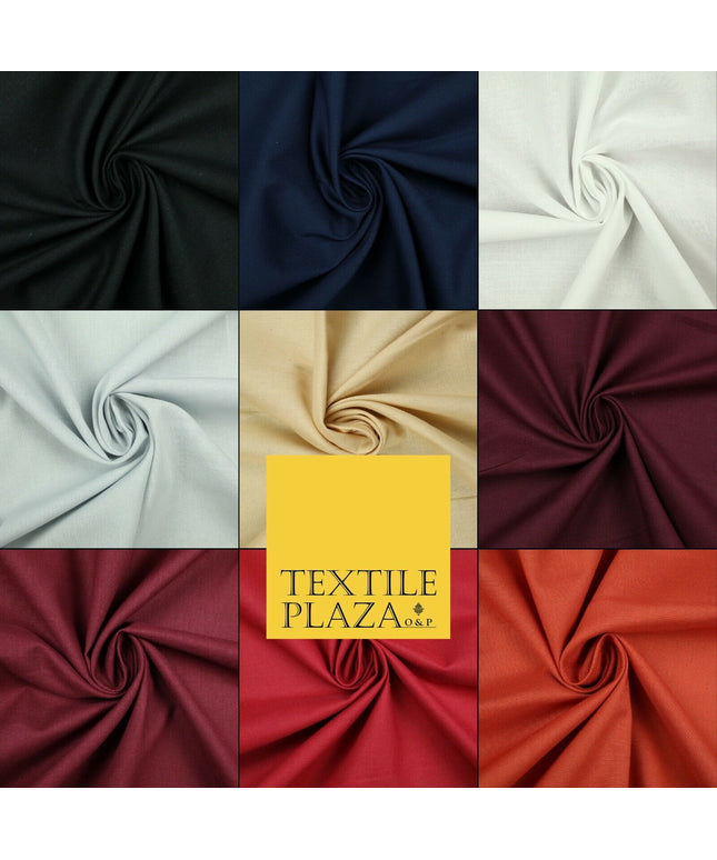 LUXURY SOFT 100% PURE COTTON SQUARE 60SQ PLAIN DYED FABRIC DRESS CRAFT MATERIAL