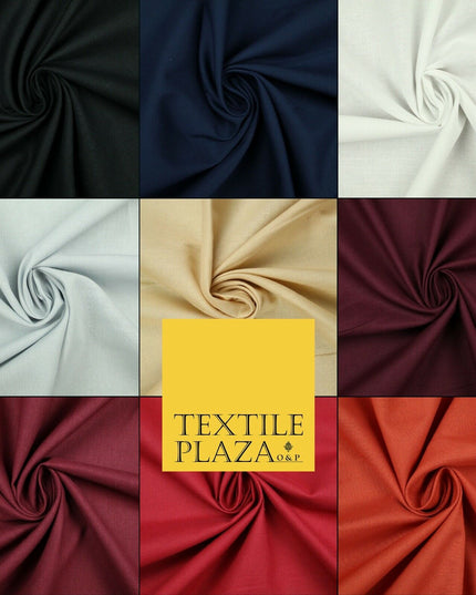 LUXURY SOFT 100% PURE COTTON SQUARE 60SQ PLAIN DYED FABRIC DRESS CRAFT MATERIAL