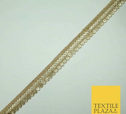 Gold Fancy 2 Row Matt Sequin Swag Trim Border Indian Ethnic (X424)
