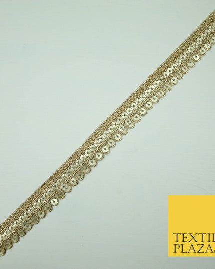 Gold Fancy 2 Row Matt Sequin Swag Trim Border Indian Ethnic (X424)
