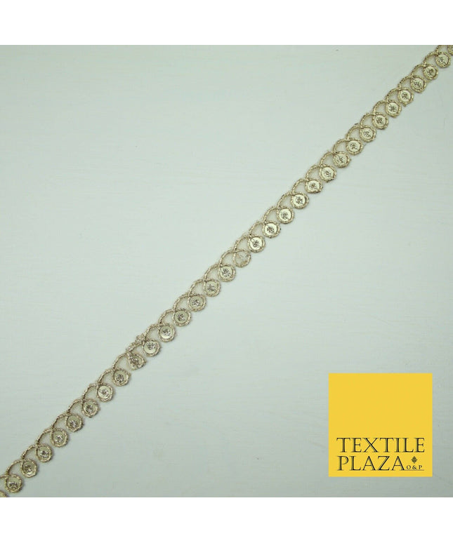 French Gold Fancy Matt Sequin Coil Swag Trim Border Indian Ethnic (X423)