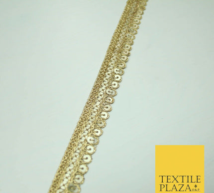 Gold Fancy 2 Row Matt Sequin Swag Trim Border Indian Ethnic (X424)