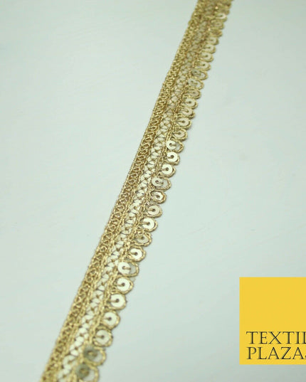 Gold Fancy 2 Row Matt Sequin Swag Trim Border Indian Ethnic (X424)