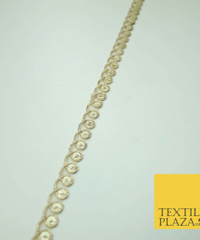 French Gold Fancy Matt Sequin Coil Swag Trim Border Indian Ethnic (X423)