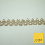 Gold Fancy Matt Sequin Flower Swag Cutwork Trim Border Indian Ethnic (X422)