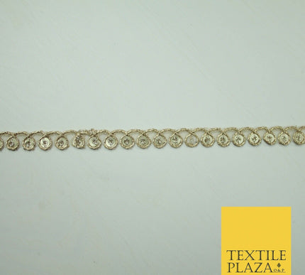 French Gold Fancy Matt Sequin Coil Swag Trim Border Indian Ethnic (X423)