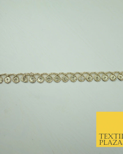 French Gold Fancy Matt Sequin Coil Swag Trim Border Indian Ethnic (X423)